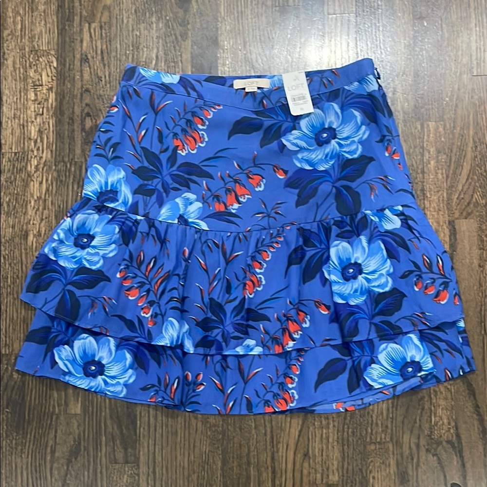 Loft Floral Blue Skirt
